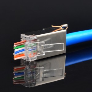 EZ Pass Through CAT5e/Cat6 RJ45 Shielded 8P8C With Ground Wire Connector