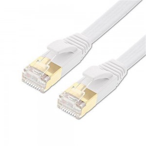 Flat CAT6A Shielded Ethernet Patch Cables Whtie