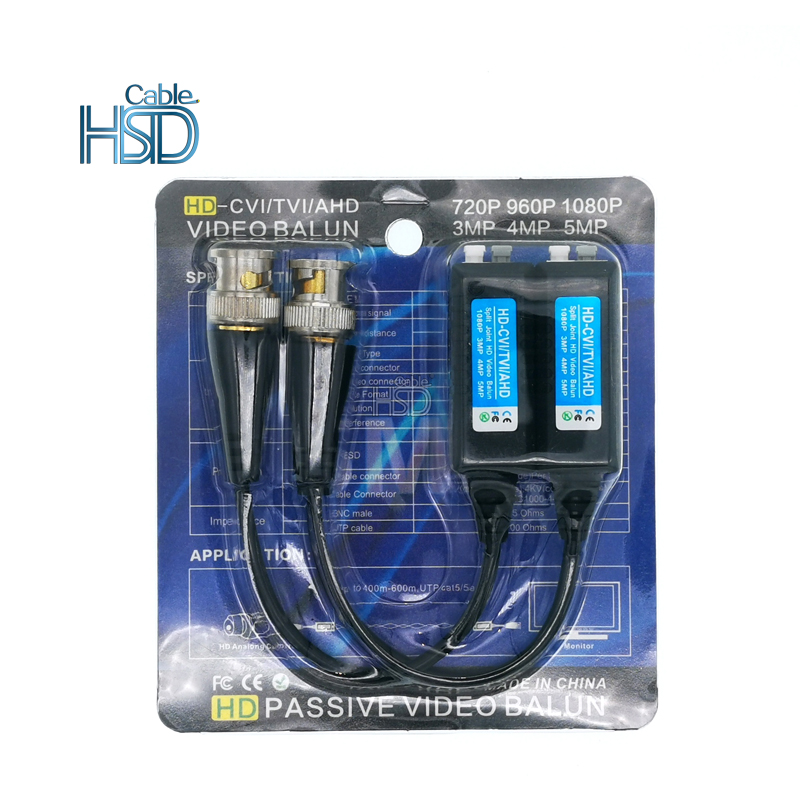 HSD Cable - 2X COAX CAT5 CAMERA CCTV PASSIVE BNC VIDEO BALUN TO UTP ...